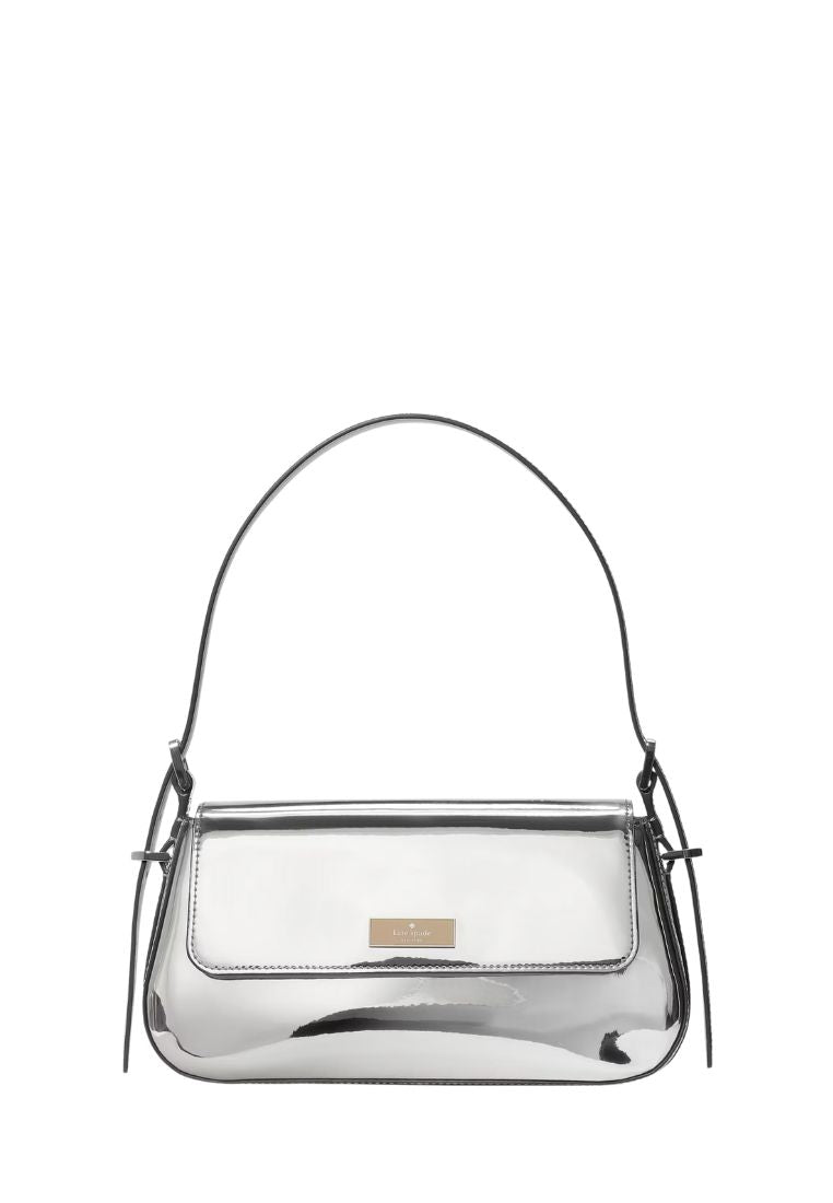 Bridget Mirror Metallic Small Flap Shoulder Silver
