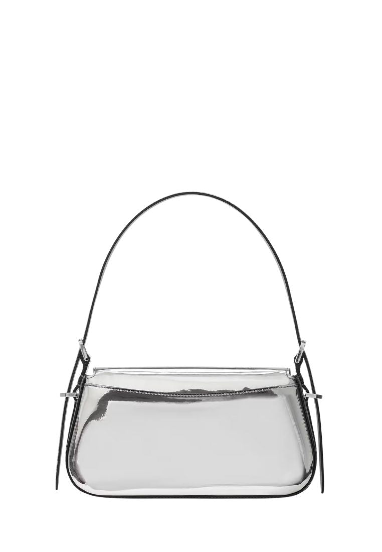 Bridget Mirror Metallic Small Flap Shoulder Silver