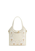 Brooke Mini Belted Embellished Orchid Beaded Top Handle Bag - Ivory