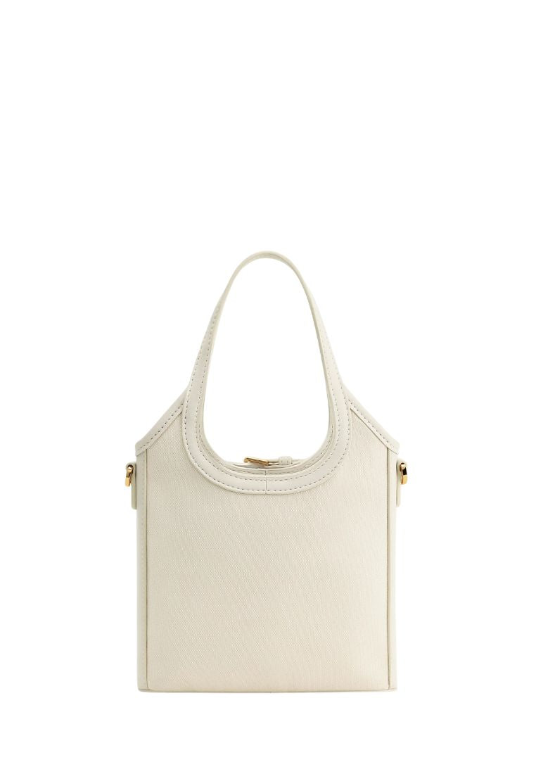 Brooke Mini Belted Embellished Orchid Beaded Top Handle Bag - Ivory