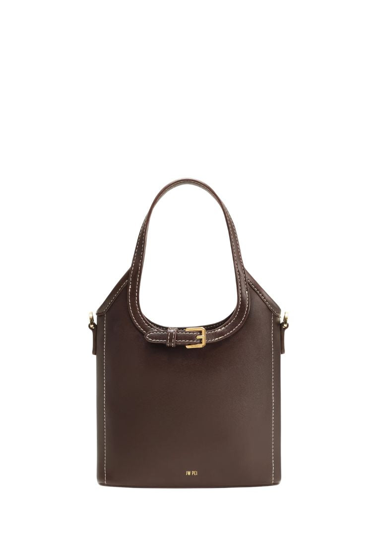 Brooke Mini Belted Embellished Top Handle Bag - Dark Brown