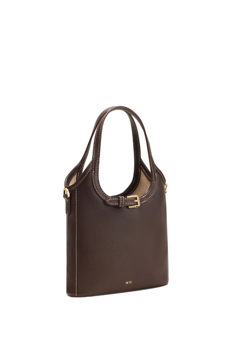 Brooke Mini Belted Embellished Top Handle Bag - Dark Brown