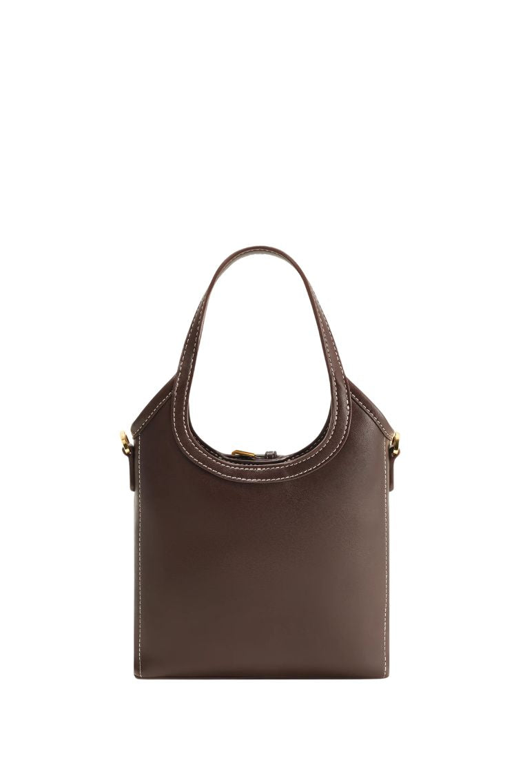 Brooke Mini Belted Embellished Top Handle Bag - Dark Brown