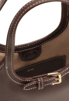Brooke Mini Belted Embellished Top Handle Bag - Dark Brown