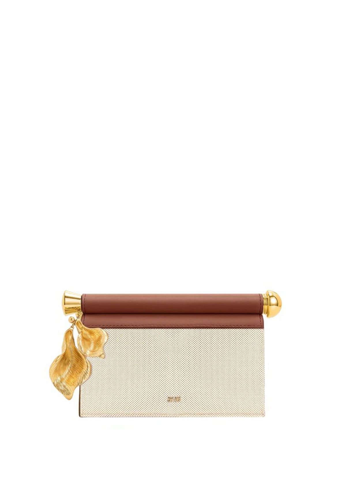 Holly Metal Pendant Embellished Clutch - Brown Canvas