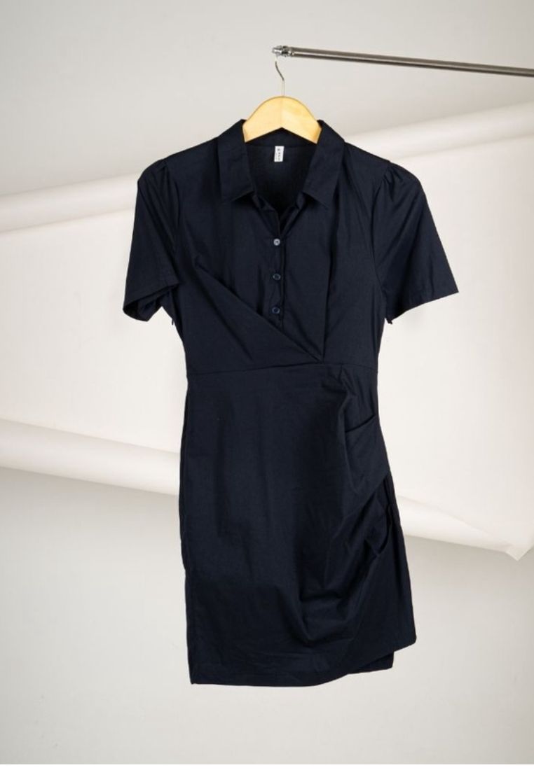 Button Mini Dress Navy By Wave