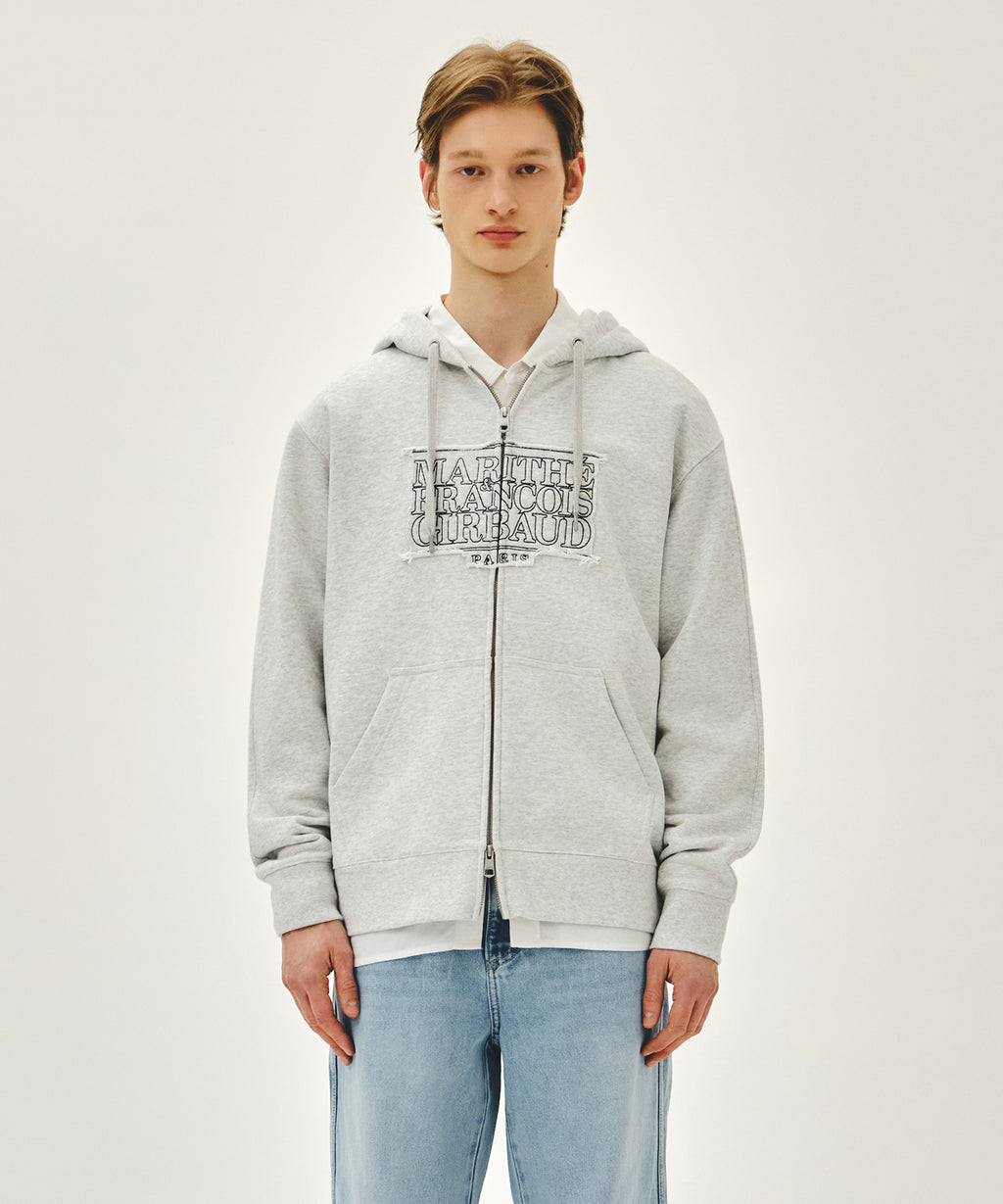 CLASSIC LOGO APPLIQUE HOODIE ZIPUP light heather gray