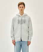 CLASSIC LOGO APPLIQUE HOODIE ZIPUP light heather gray