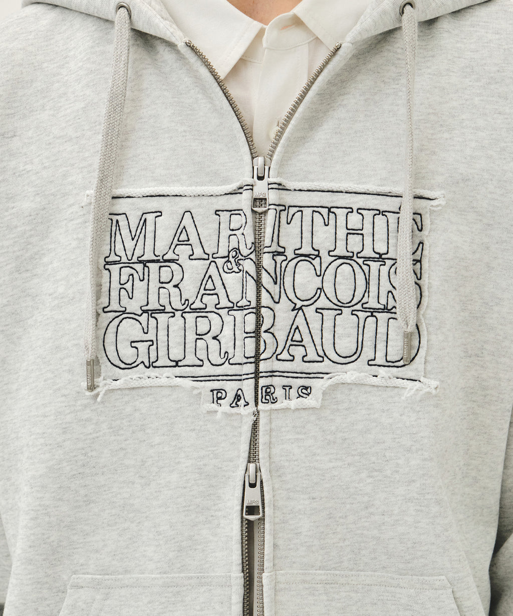 CLASSIC LOGO APPLIQUE HOODIE ZIPUP light heather gray