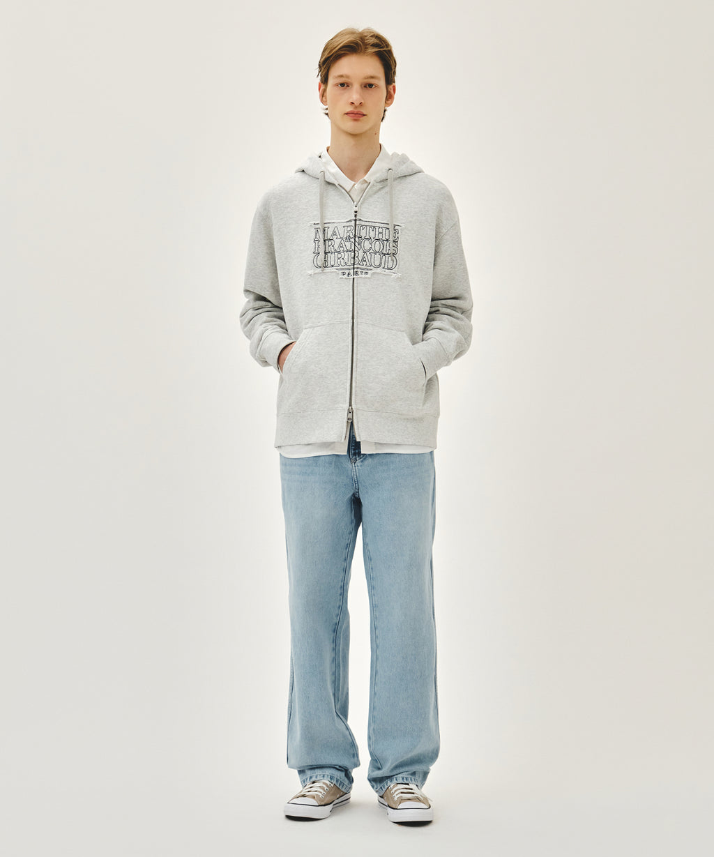 CLASSIC LOGO APPLIQUE HOODIE ZIPUP light heather gray