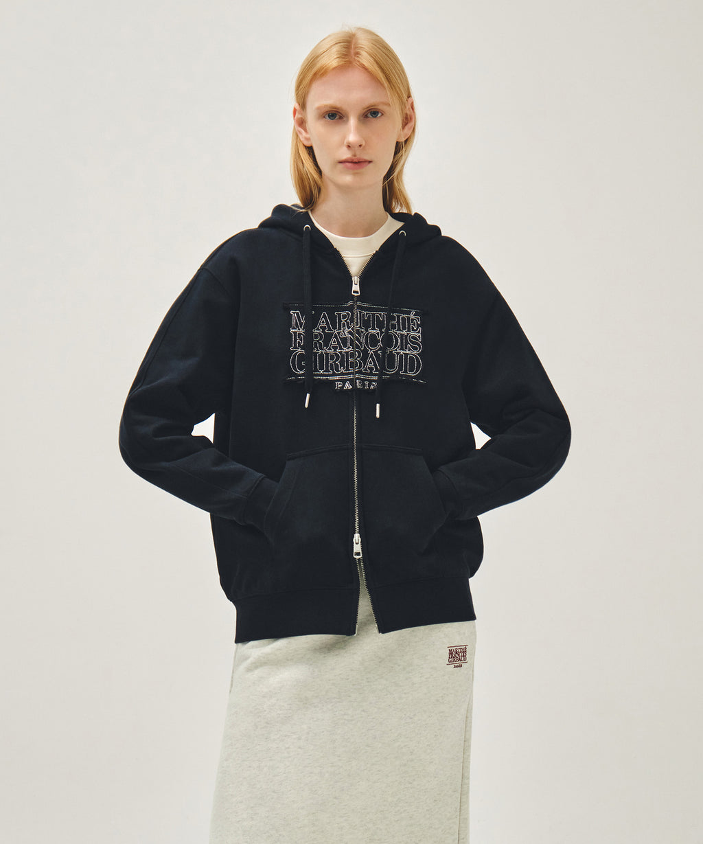CLASSIC LOGO APPLIQUE HOODIE ZIPUP navy