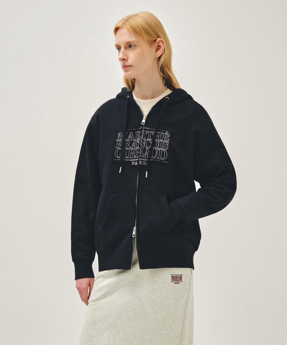 CLASSIC LOGO APPLIQUE HOODIE ZIPUP navy
