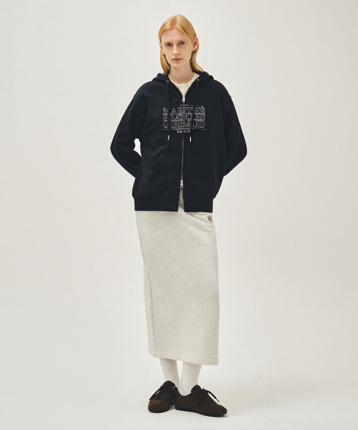 CLASSIC LOGO APPLIQUE HOODIE ZIPUP navy