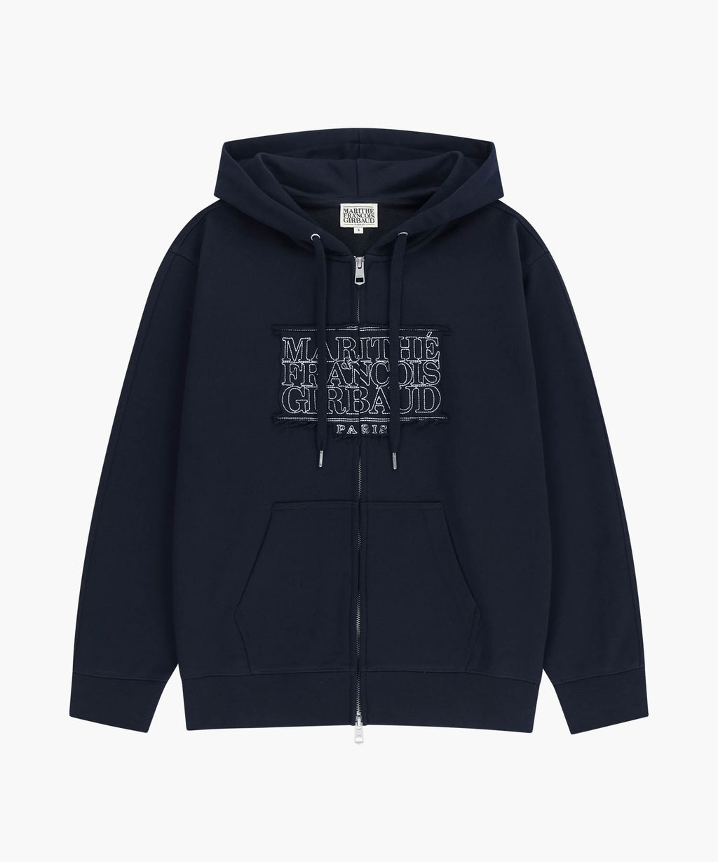 CLASSIC LOGO APPLIQUE HOODIE ZIPUP navy