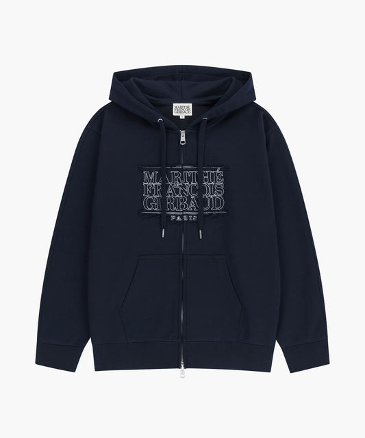 CLASSIC LOGO APPLIQUE HOODIE ZIPUP navy