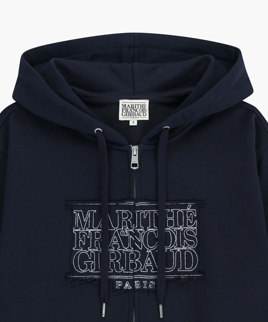 CLASSIC LOGO APPLIQUE HOODIE ZIPUP navy