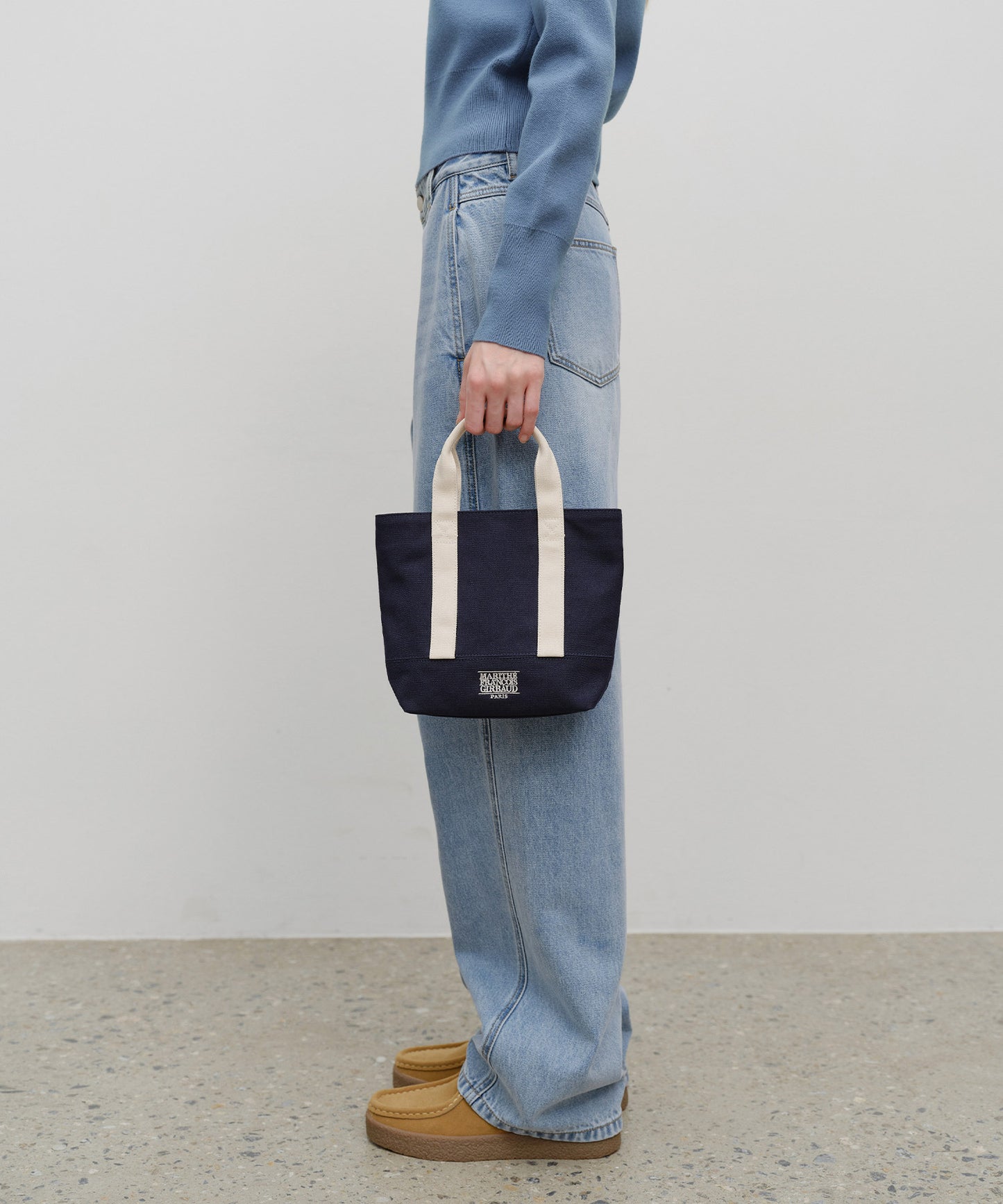 CLASSIC LOGO EMBROIDERY CANVAS TOTE BAG navy