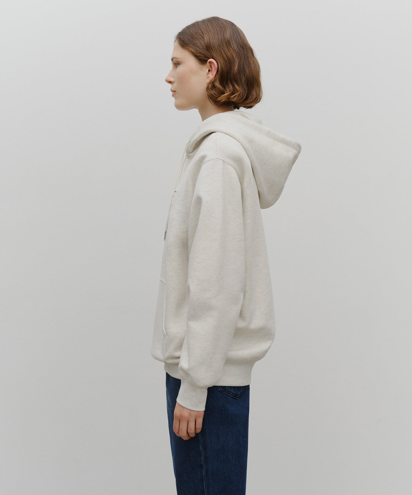 CLASSIC LOGO EMBROIDERY HOODIE (BRUSHED) oatmeal