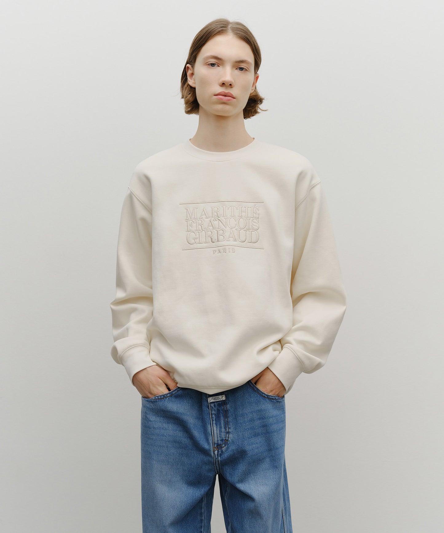 CLASSIC LOGO EMBROIDERY SWEATSHIRT (BRUSHED) cream