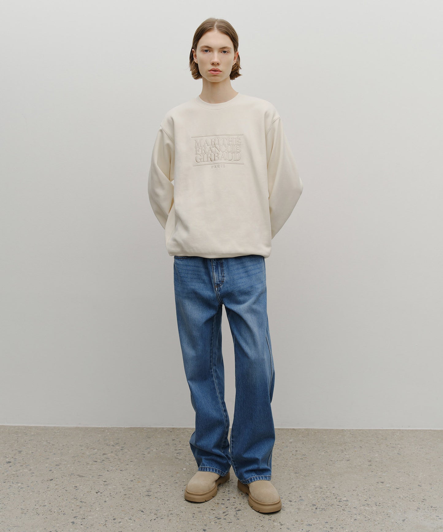 CLASSIC LOGO EMBROIDERY SWEATSHIRT (BRUSHED) cream