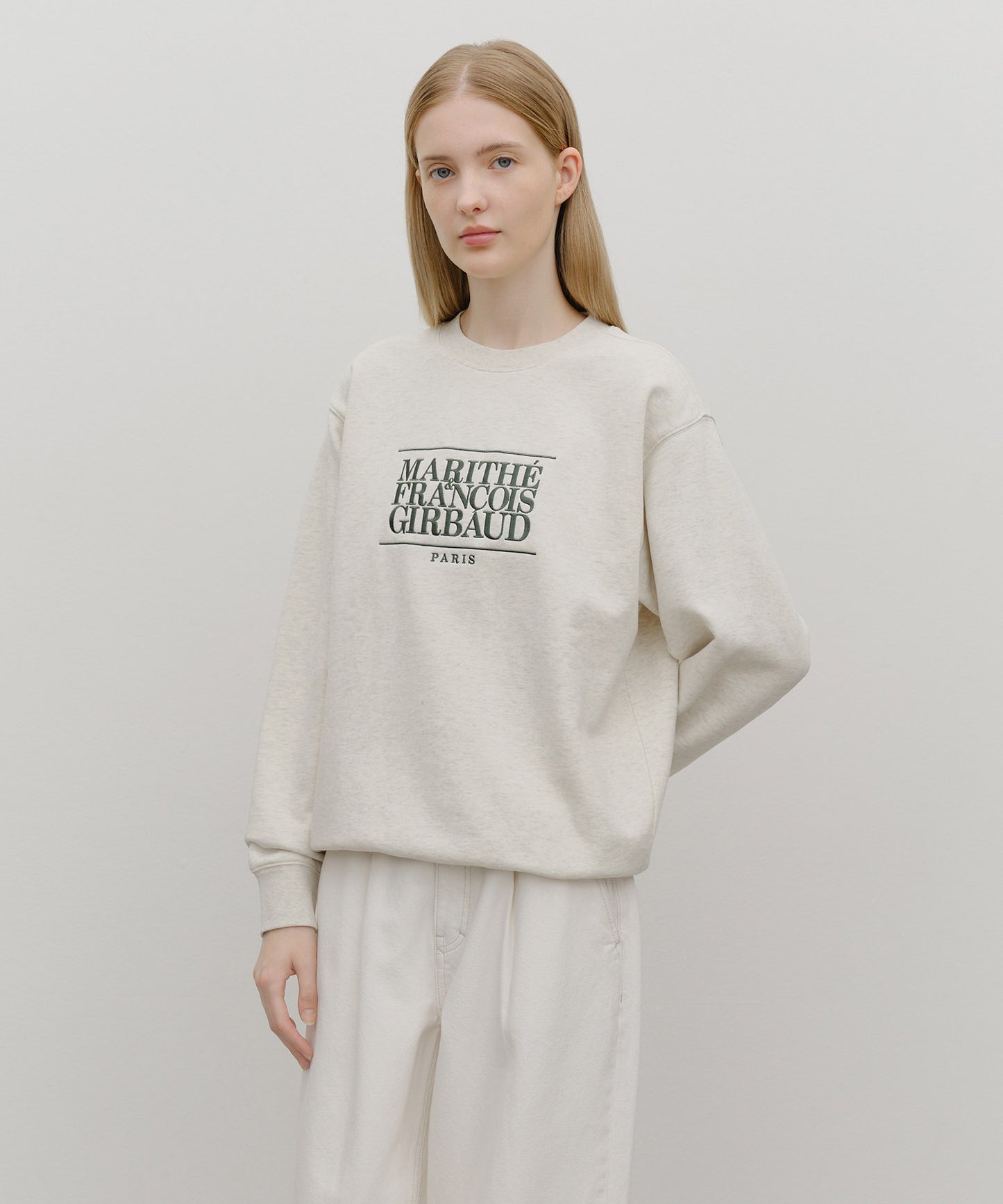 CLASSIC LOGO EMBROIDERY SWEATSHIRT (BRUSHED) oatmeal