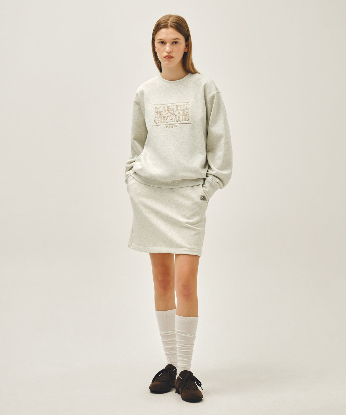 CLASSIC LOGO EMBROIDERY SWEATSHIRT oatmeal
