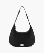 CLASSIC LOGO ROUND SUEDE SHOULDER BAG black