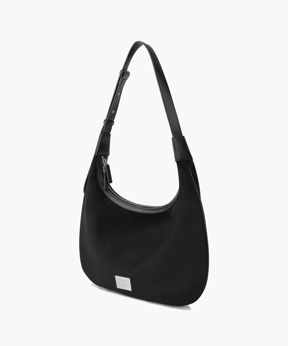 CLASSIC LOGO ROUND SUEDE SHOULDER BAG black