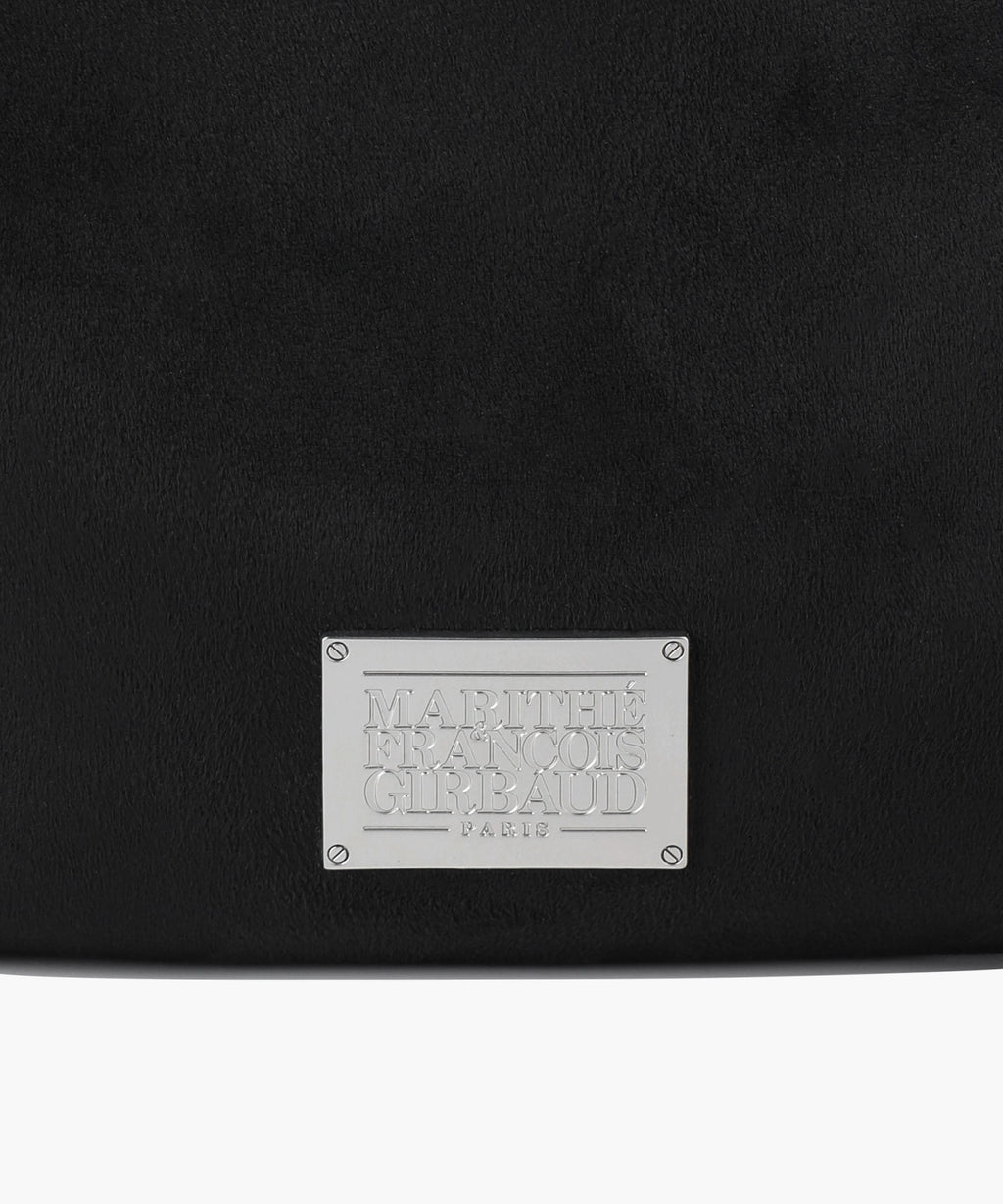 CLASSIC LOGO ROUND SUEDE SHOULDER BAG black