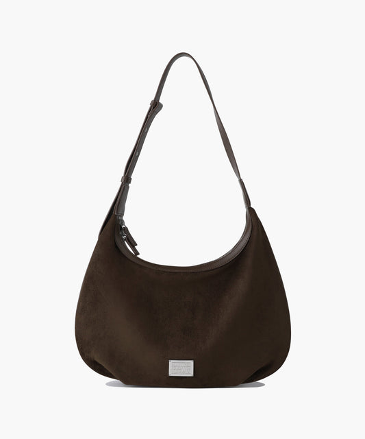 CLASSIC LOGO ROUND SUEDE SHOULDER BAG brown
