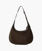 CLASSIC LOGO ROUND SUEDE SHOULDER BAG brown