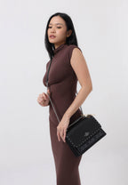 Klare Crossbody In Signature Canvas With Rivets Graphite Black
