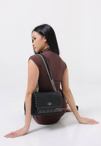 Klare Crossbody In Signature Canvas With Rivets Graphite Black