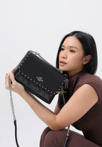 Klare Crossbody In Signature Canvas With Rivets Graphite Black