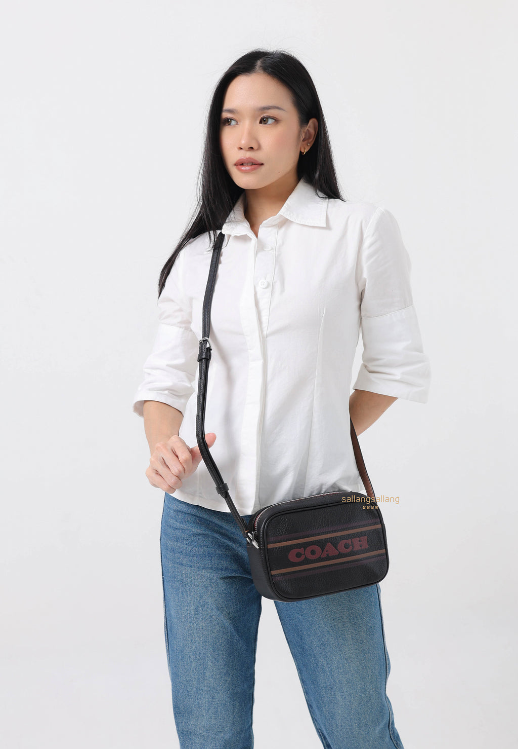 Mini Jamie Camera Bag With Stripe Black Saddle