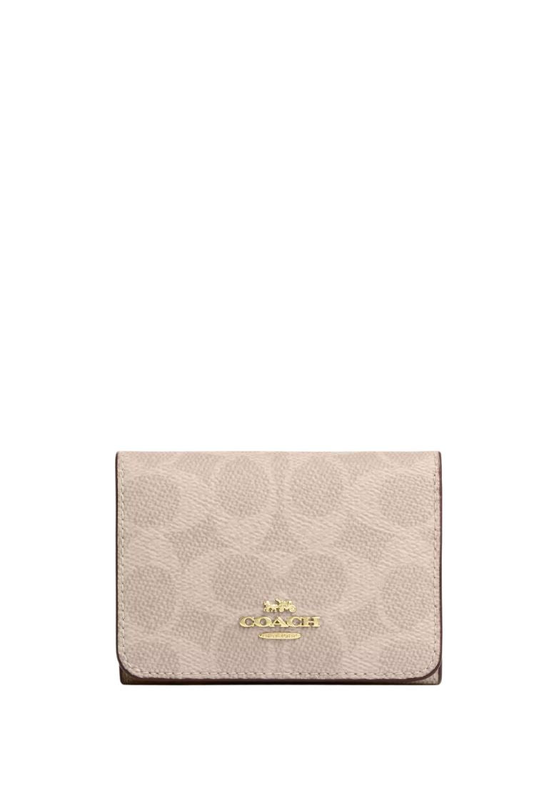 Card Holder Wallet In Blocked Signature Canvas Gold Sand Tan