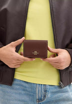 Card Holder Wallet In Signature Canvas Gold Tan Brown