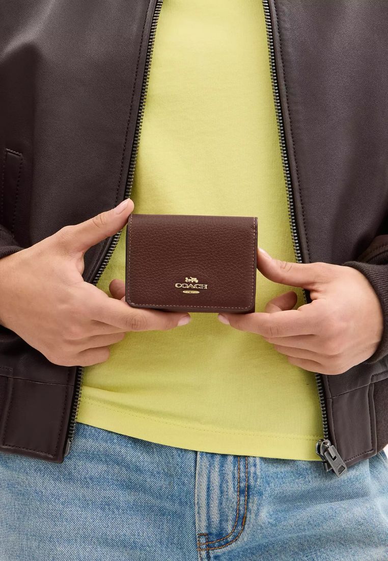 Card Holder Wallet In Signature Canvas Gold Tan Brown