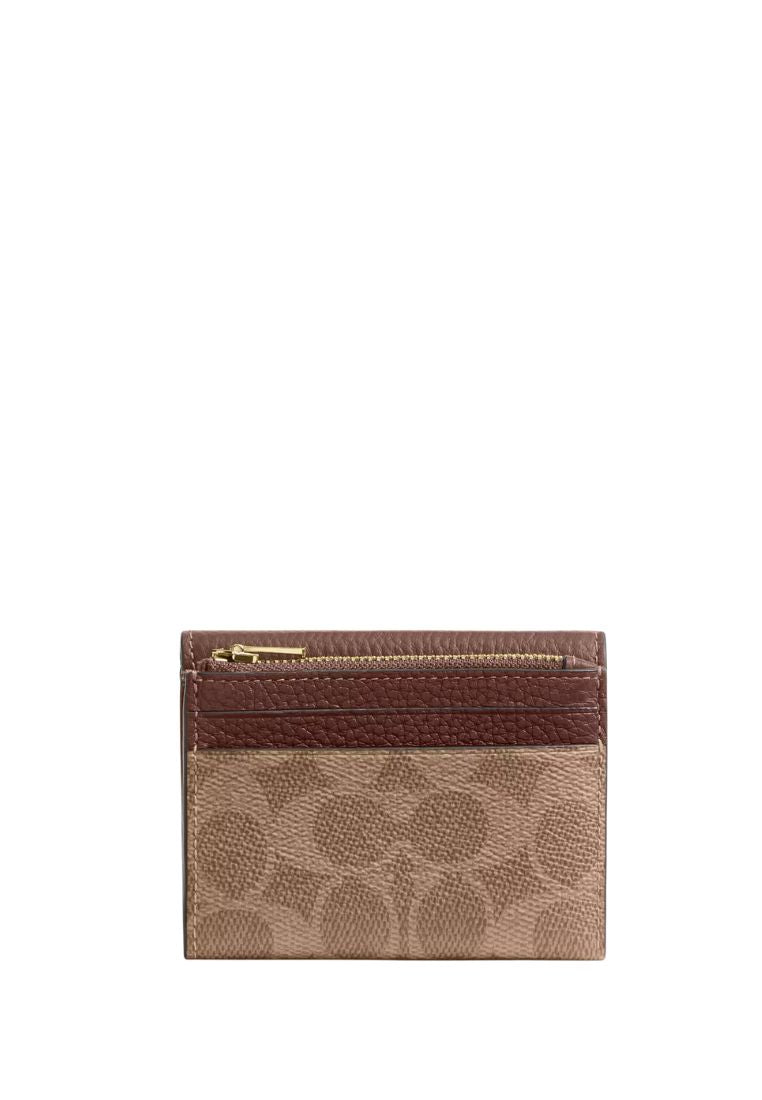 Card Holder Wallet In Signature Canvas Gold Tan Brown