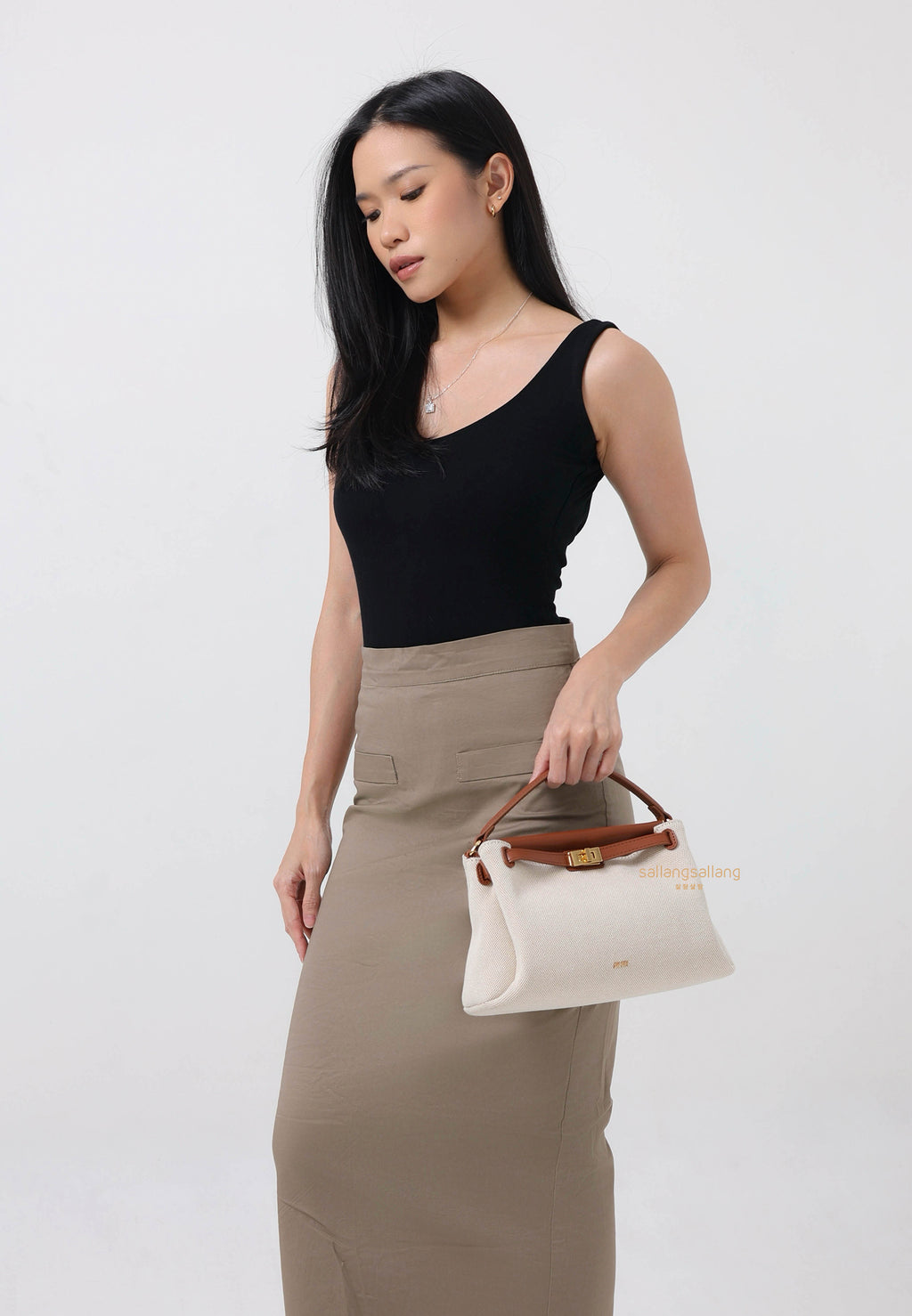 Carmen Top Handle Bag - Brown Canvas