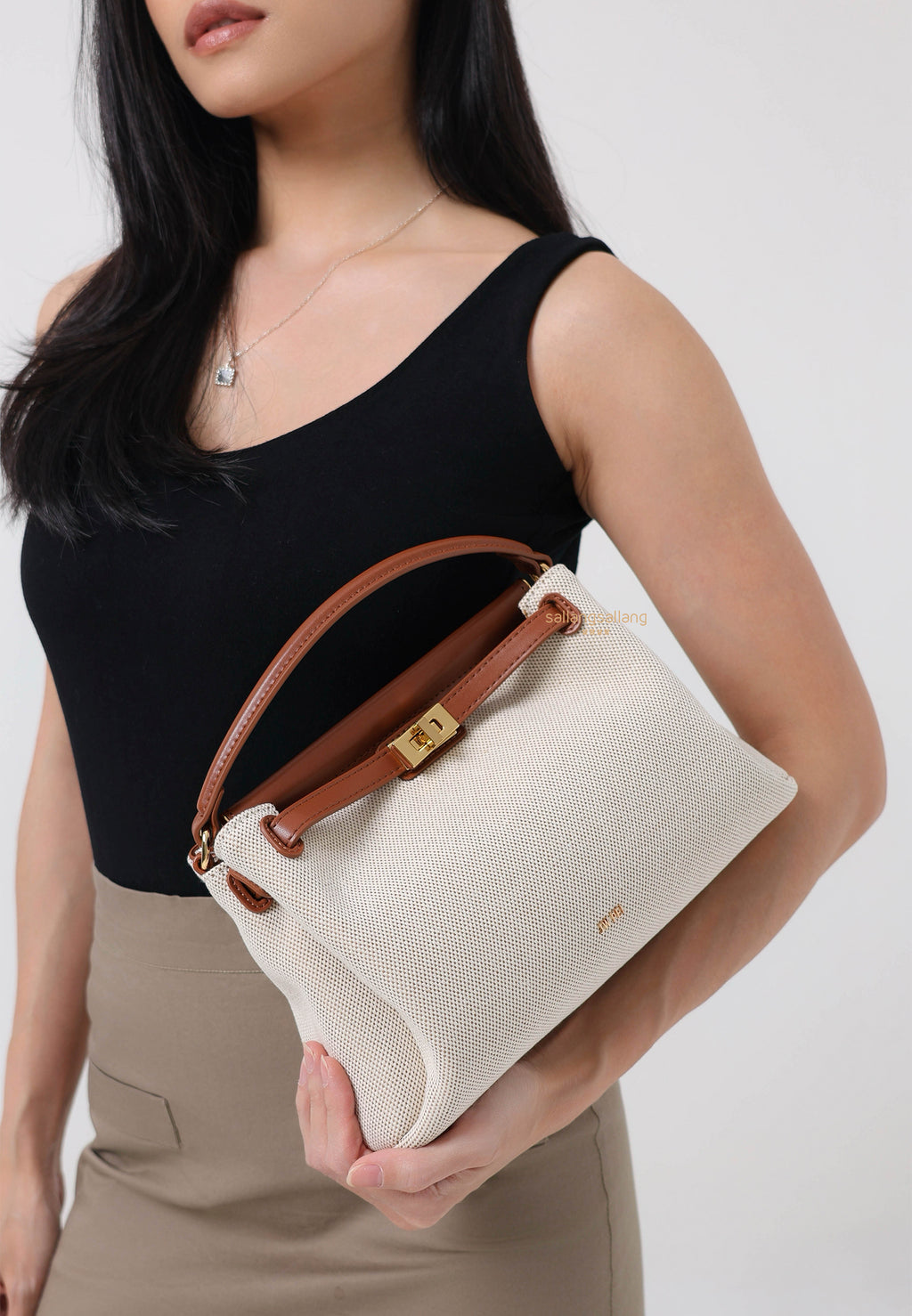Carmen Top Handle Bag - Brown Canvas