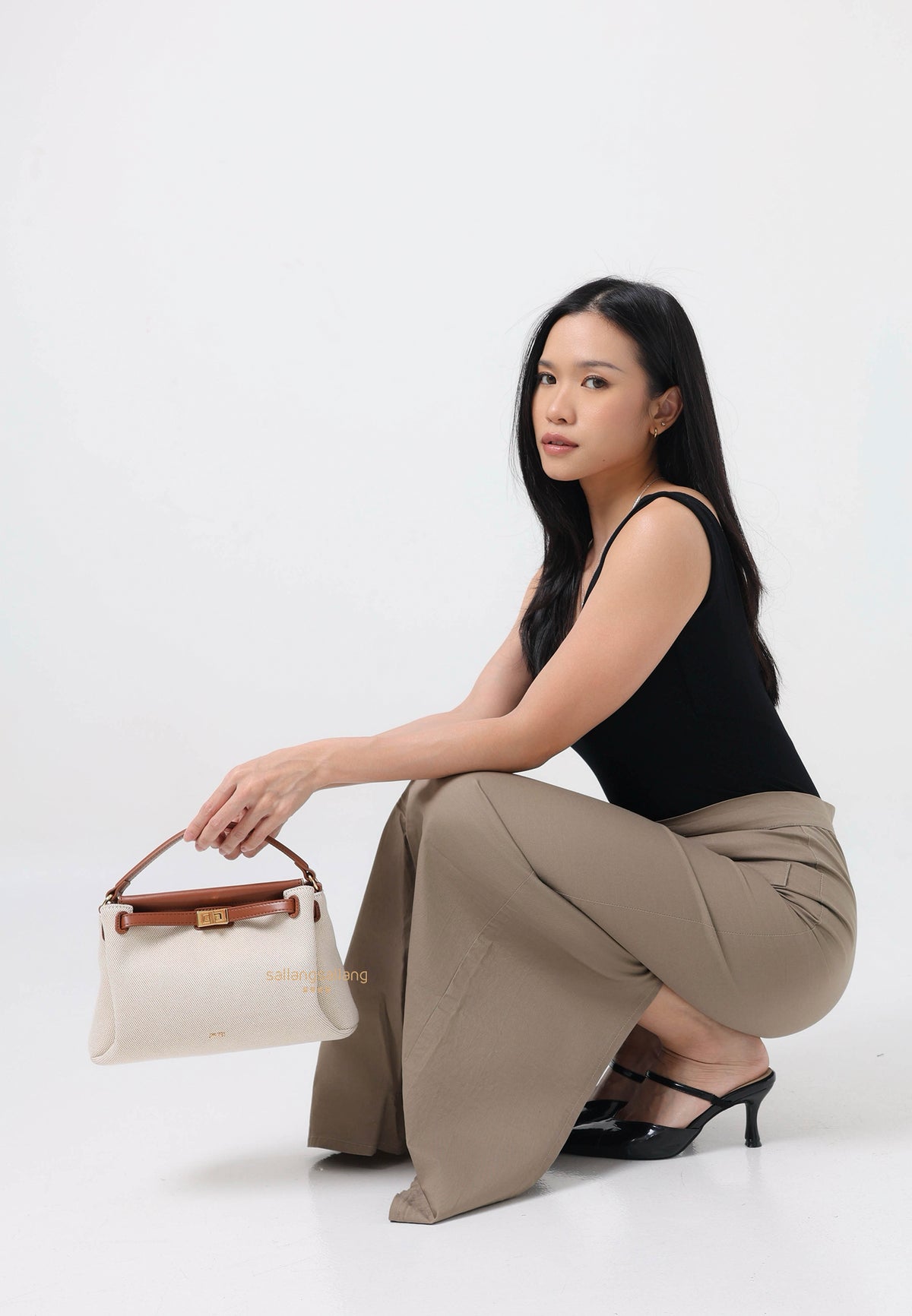 Carmen Top Handle Bag - Brown Canvas