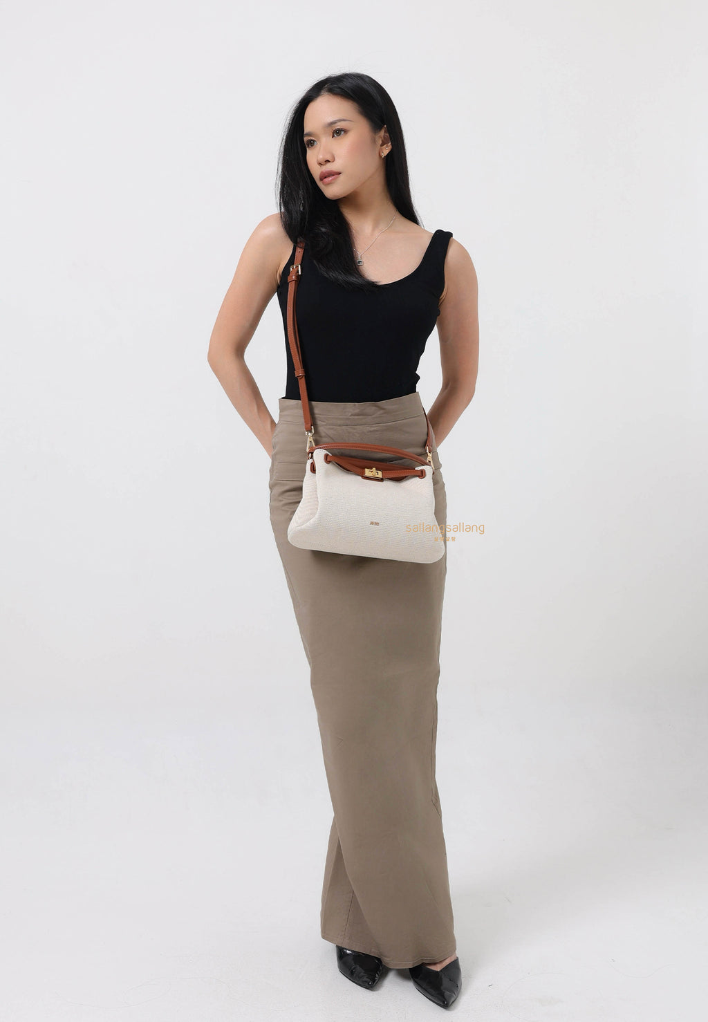 Carmen Top Handle Bag - Brown Canvas