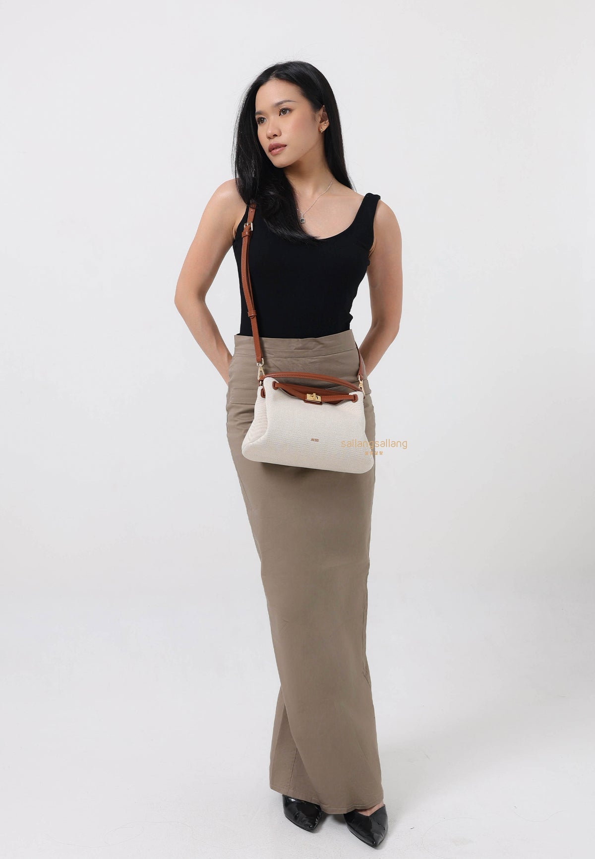 Carmen Top Handle Bag - Brown Canvas