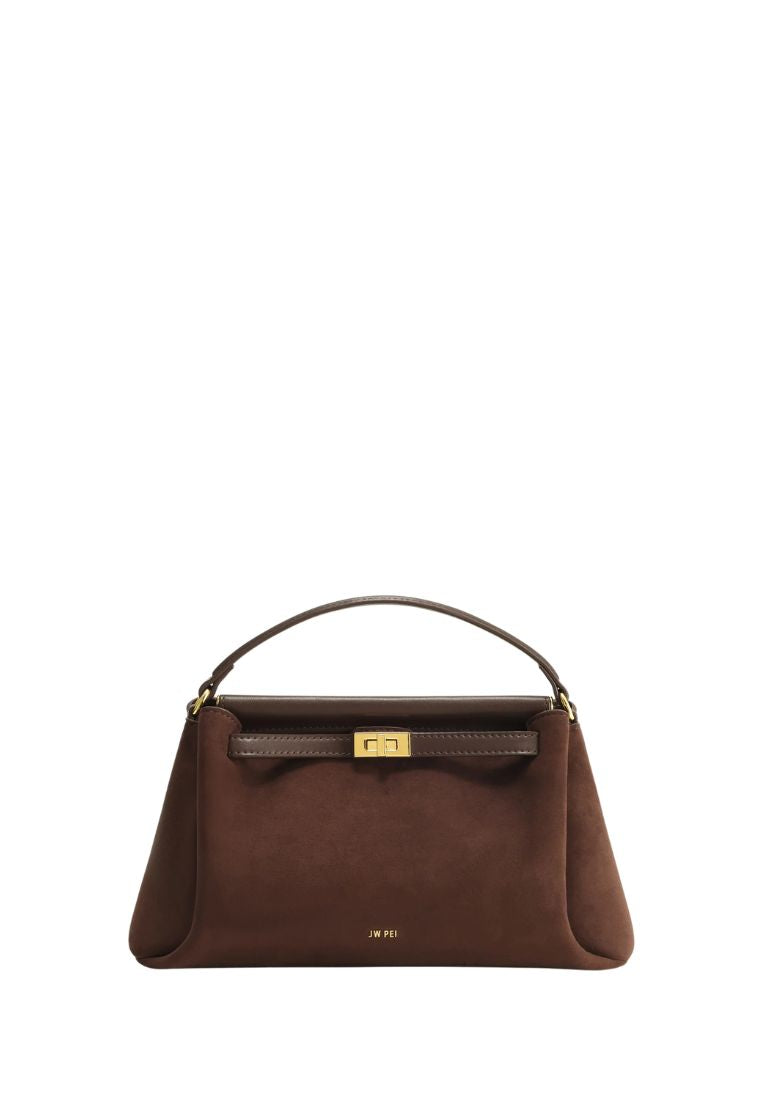Carmen Faux Suede Top Handle Bag - Dark Brown