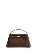 Carmen Faux Suede Top Handle Bag - Dark Brown