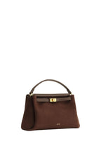 Carmen Faux Suede Top Handle Bag - Dark Brown