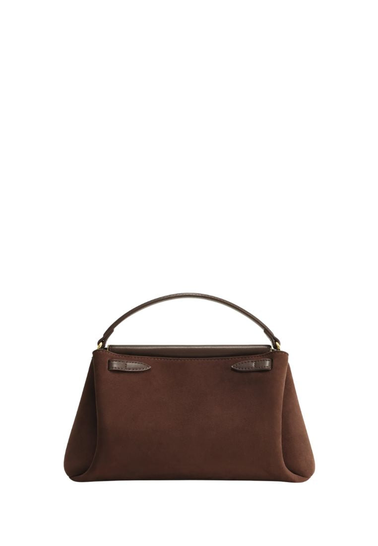 Carmen Faux Suede Top Handle Bag - Dark Brown