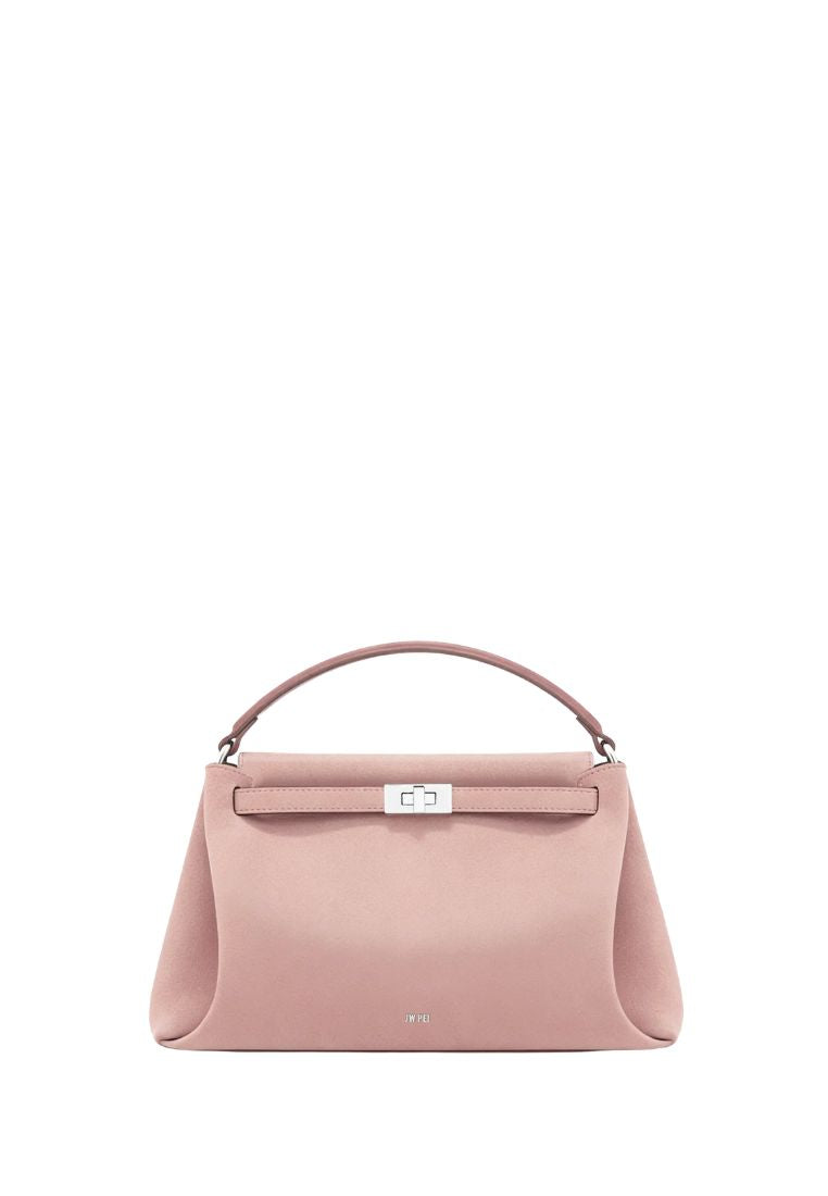 Carmen Faux Suede Top Handle Bag - Gray Pink