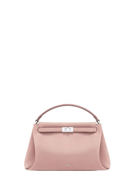 Carmen Faux Suede Top Handle Bag - Gray Pink